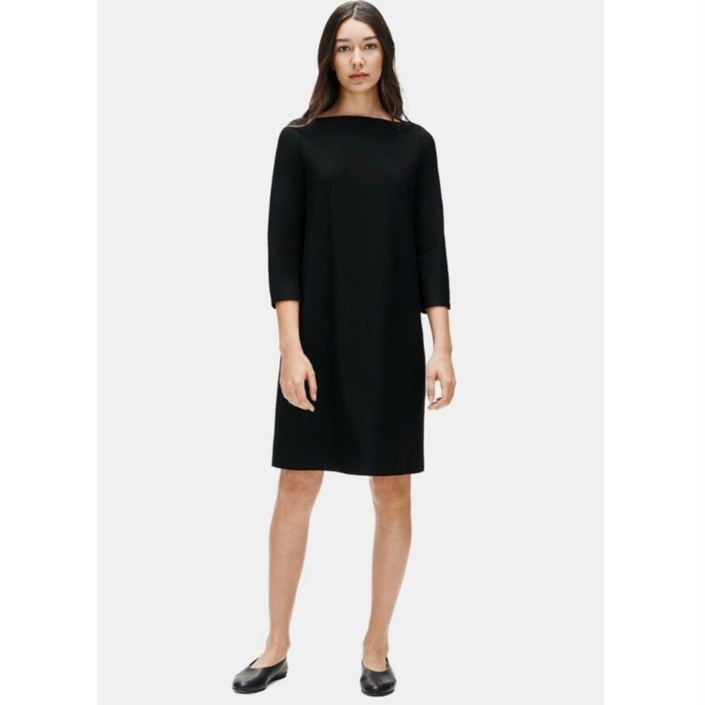 Eileen Fisher Washable Stretch Crepe Shift Dress